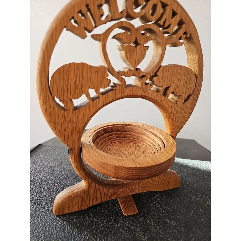 Handmade Amish Made Montana Pig Lover Welcome Bowl Farmhouse Country Decor 10